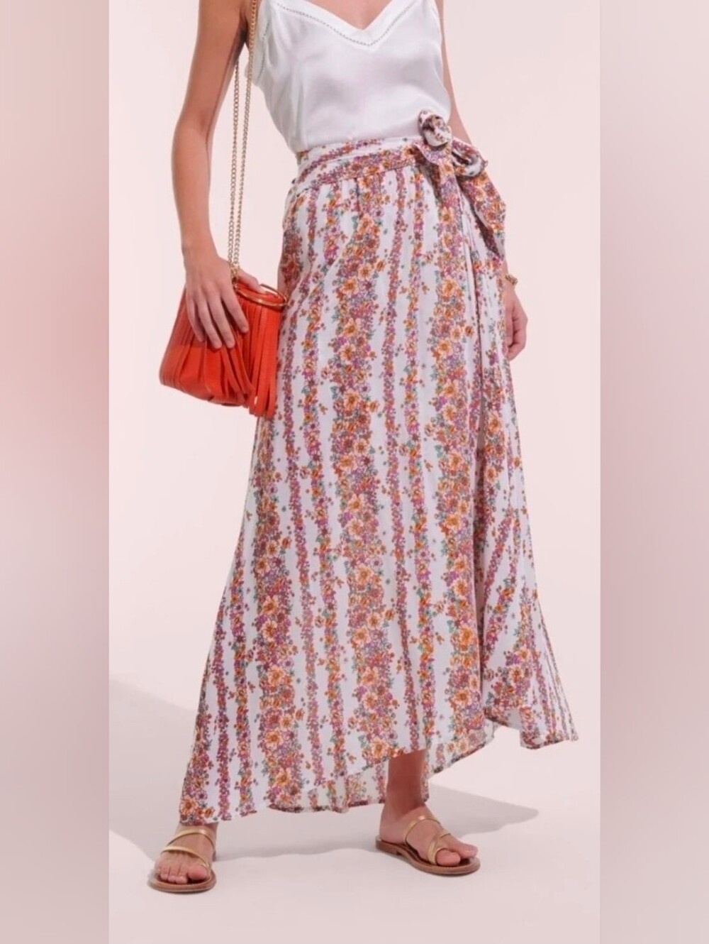 Poupette St. Barth Long Skirt Bilitis Lavender Waves Flowers